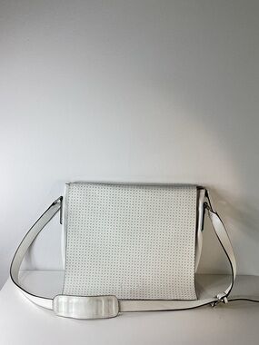 BCBGMaxAzria  VINTAGE White Perforated Leather Crossbody Shoulder Bag